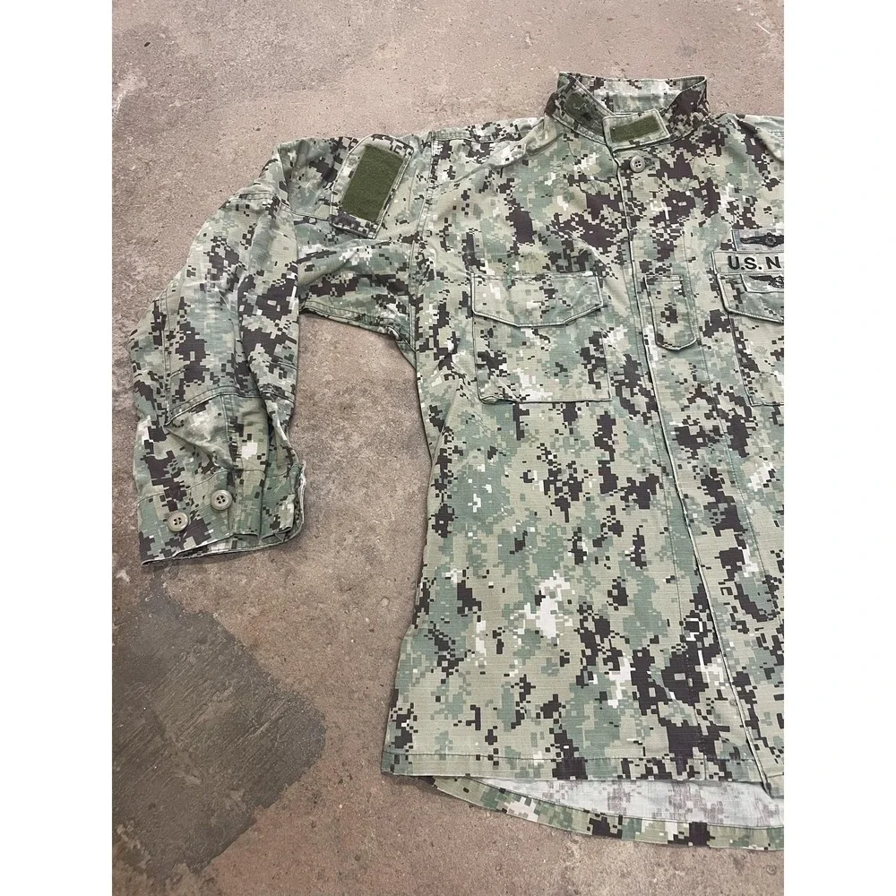 U.S. Navy Jacket Mens LT Green Digital‎ Camo Military Utility Cotton Ripstop